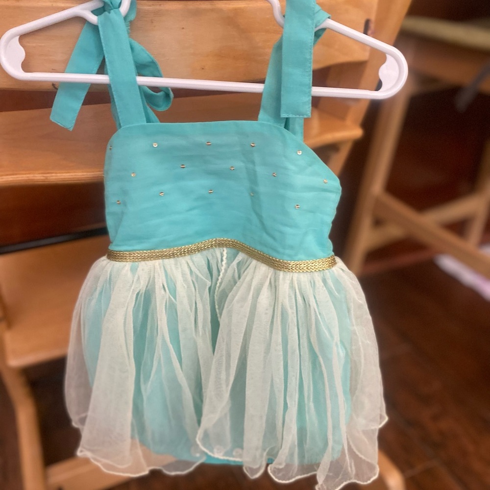 Wildling NEW Romper - Aqua and Gold Kids Costume Dress/romper- 12 months